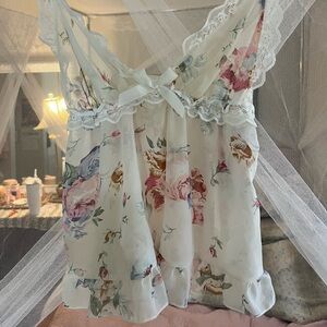 Sheer floral lace pj set